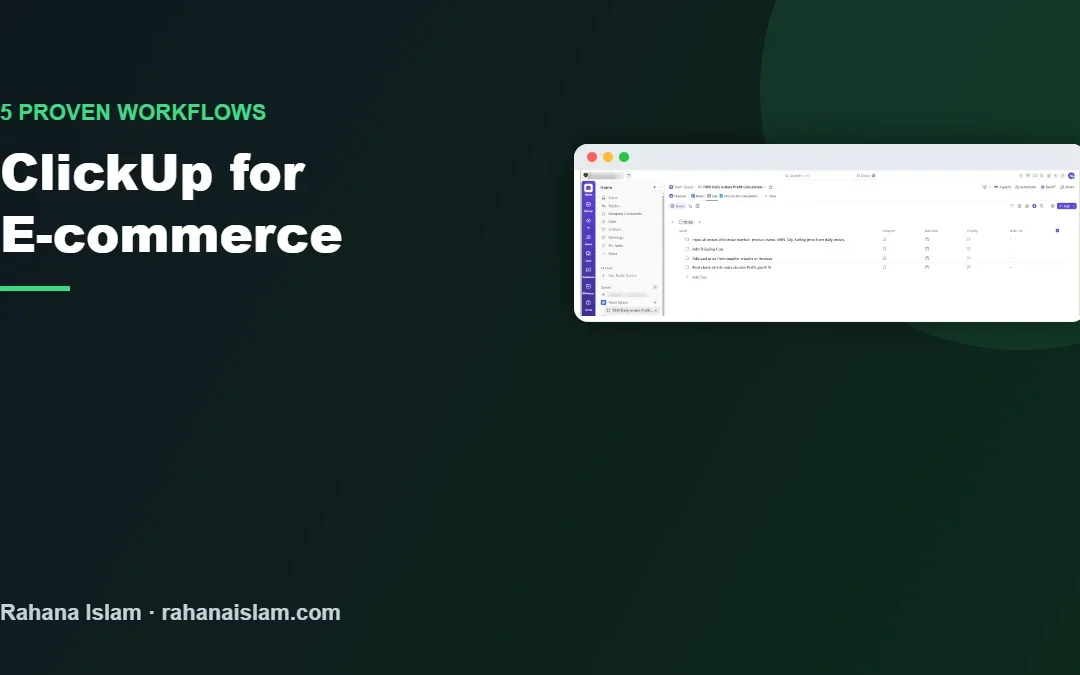 ClickUp for e-commerce workflows
