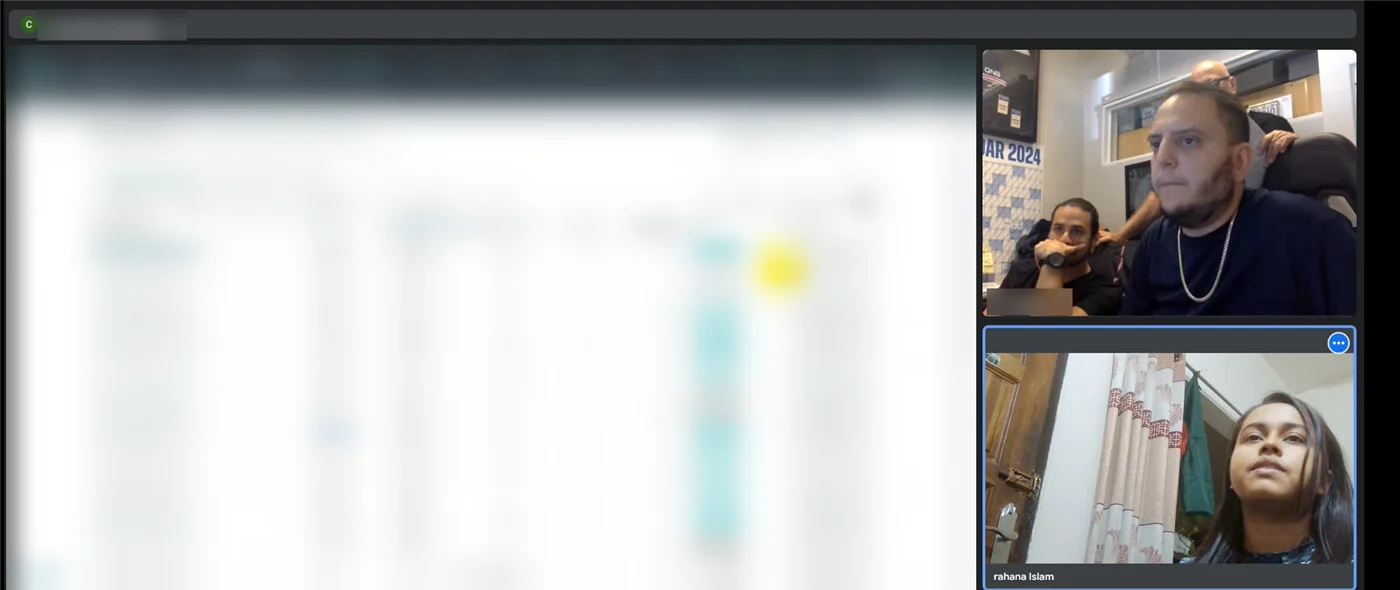Amazon FBA shipment review call with a US retailer (screen blurred)