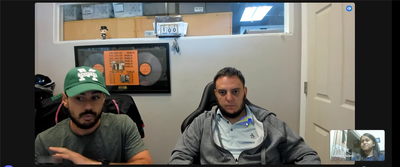 US sports retailer team on a video call with Rahana Islam