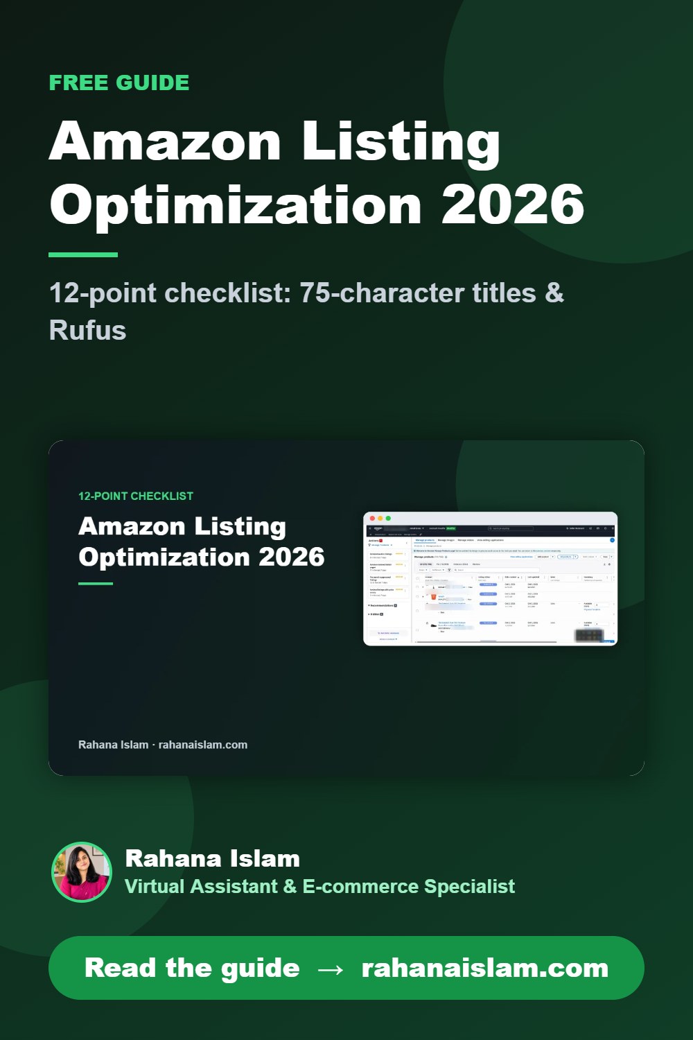 Amazon Listing Optimization 2026: 12-point checklist: 75-character titles & Rufus