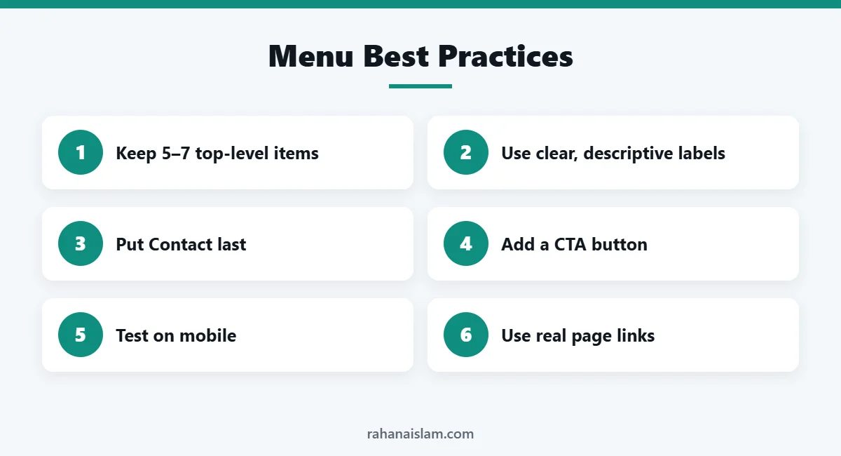 WordPress menu best practices for UX and SEO